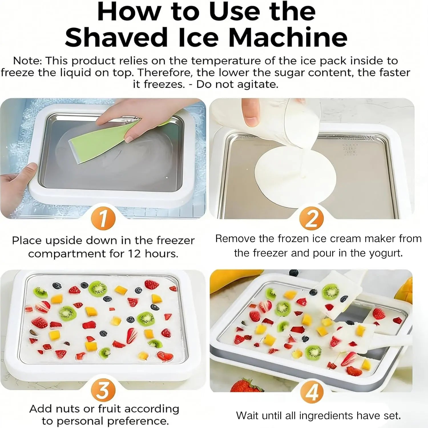 YEEWHALE 2-In-1 Portable Rolled Ice Cream Maker for Home Use, Kitchen Gadgets Kit with 2 Scrapers, Cold Plate, Mini Ice Cream Tray & Board, Makes Frozen Yogurt & Gelato for Families