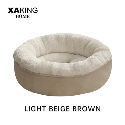 XAKING Ultra Soft Flannel Donut Shaped Pet Bed - 19.7"X19.7"X5.9" Calming Indoor Nest for Small Cats, Machine Washable, Non-Slip Bottom, Summervibes Shaped Beds