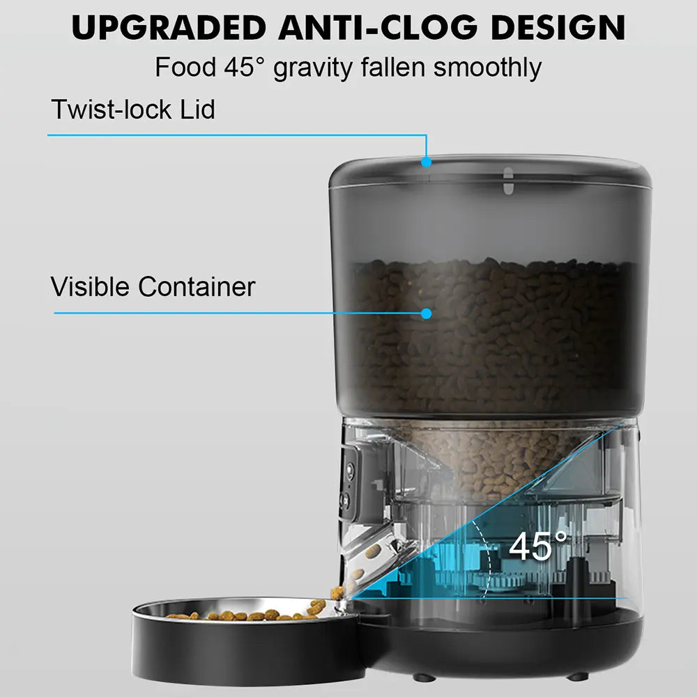 NPET Smart Automatic Pet Feeder with 2.4G WiFi Connectivity, 4L Capacity, Customizable Meal Portions for Cats and Dogs, App-Controlled for Multiple Pets