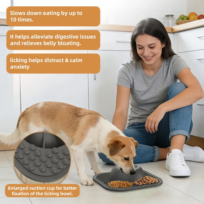 Silicone Liquid Feeder Golf Ball Shape Slow Feeding Dog Bowl with Snack Mat Tray, Anti-Gas Anti-Choking, Suitable for Small Medium Dogs