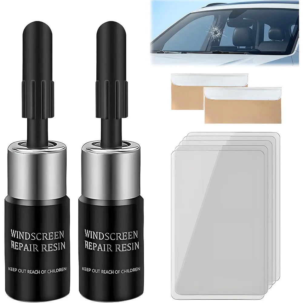 Windshield Crack Repair Kit, 2 Bottles Nano Glass Crack Repair Liquid Quick Windshield Repair for Chips and Cracks, Bulls-Eye and Star-Shaped Crack