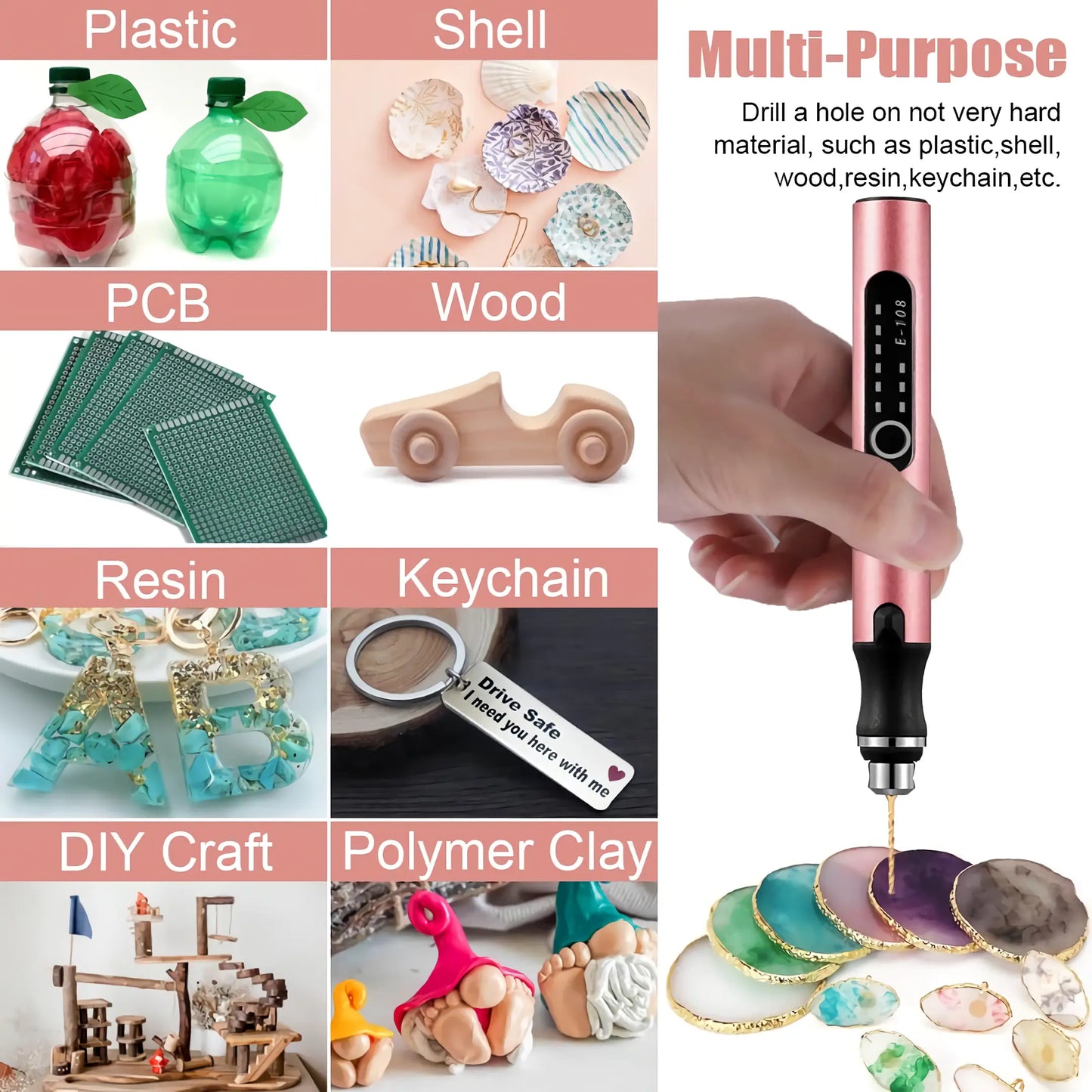 Must-Have Mini Cordless Electric Drill Pen for Resin Art Jewelry Making DIY Customization 3-Speed Engraving Kit with 30 Bits Portable Hand Drill for Crafts Plastic Wood and Metal Polish
