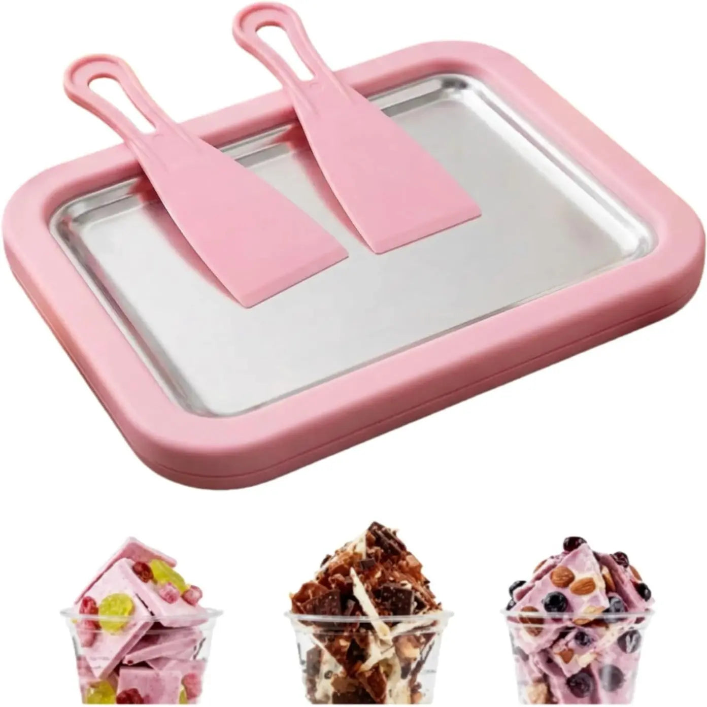 YEEWHALE 2-In-1 Portable Rolled Ice Cream Maker for Home Use, Kitchen Gadgets Kit with 2 Scrapers, Cold Plate, Mini Ice Cream Tray & Board, Makes Frozen Yogurt & Gelato for Families