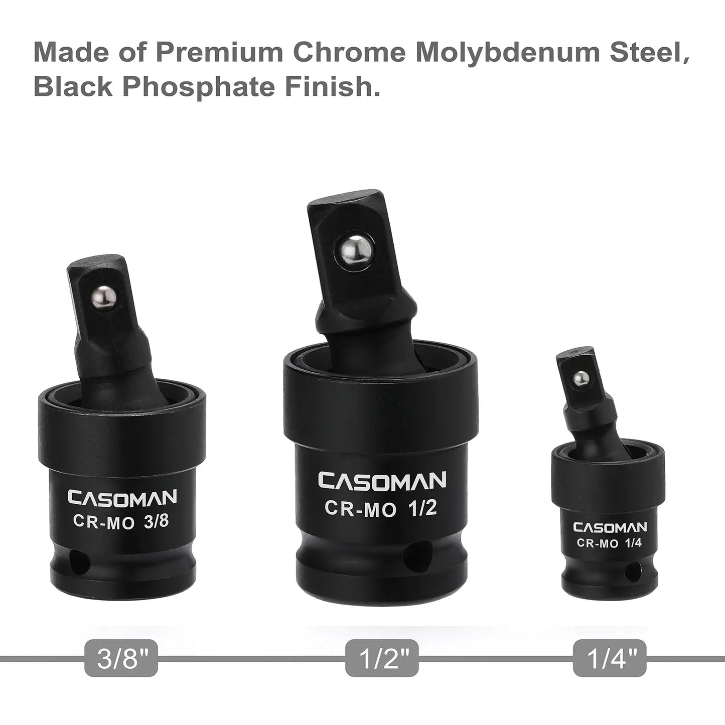 CASOMAN 18-Piece Drive Tool Accessory Set, Premium CR-V Steel with Black Phosphate Finish, Includes Socket Adapters, Extensions and Universal Joints and Impact Coupler, Professional Socket Accessories，#Summervibes