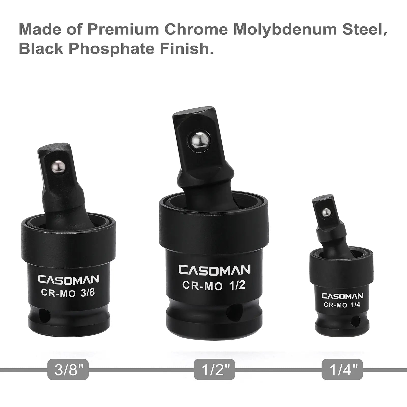 CASOMAN 18-Piece Drive Tool Accessory Set, Premium CR-V Steel with Black Phosphate Finish, Includes Socket Adapters, Extensions and Universal Joints and Impact Coupler, Professional Socket Accessories，#Summervibes