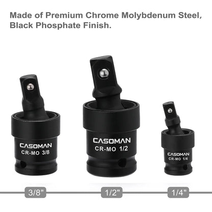 CASOMAN 18-Piece Drive Tool Accessory Set, Premium CR-V Steel with Black Phosphate Finish, Includes Socket Adapters, Extensions and Universal Joints and Impact Coupler, Professional Socket Accessories，#Summervibes