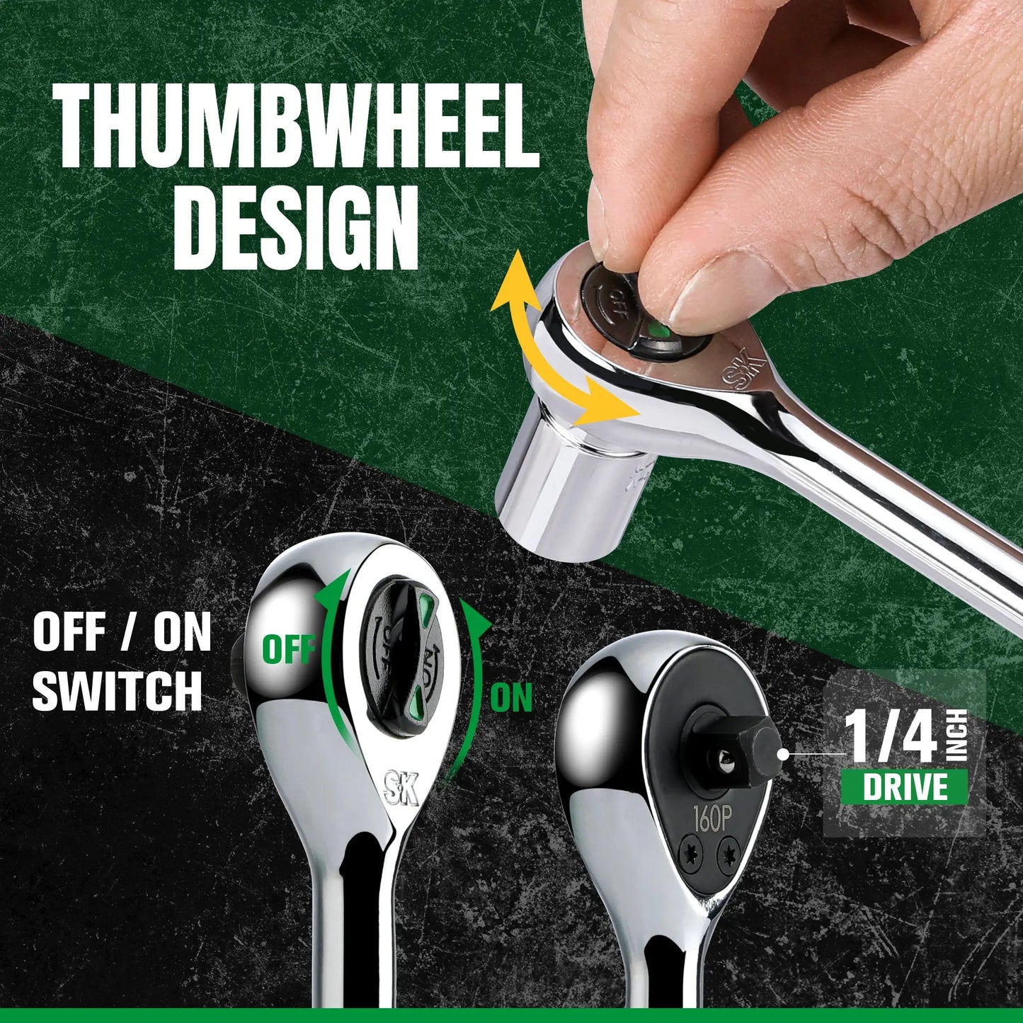 1/4" Drive, 160-Position Chrome Ratchet, 5.9" Long, #SK01000