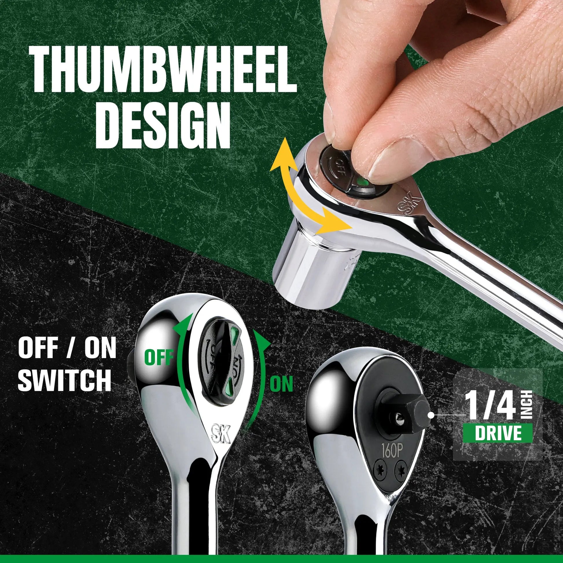 1/4" Drive, 160-Position Chrome Ratchet, 5.9" Long, #SK01000