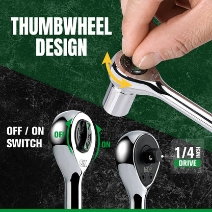 1/4" Drive, 160-Position Chrome Ratchet, 5.9" Long, #SK01000