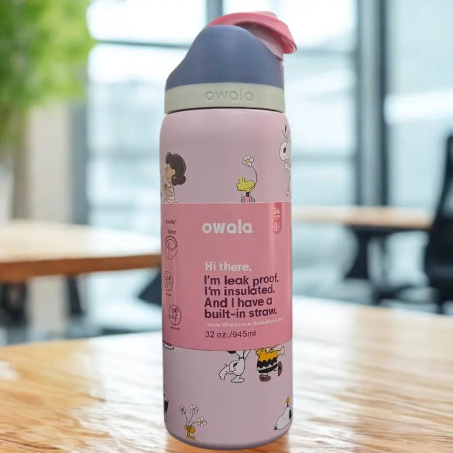 Owala Freesip 32 oz Insulated Stainless Steel Water Bottle - Leakproof Flip Lock Lid, BPA Free, Retains Cold for 24 Hours and Heat for 12 Hours, Reusable Sports Travel Bottle with Built-In Straw