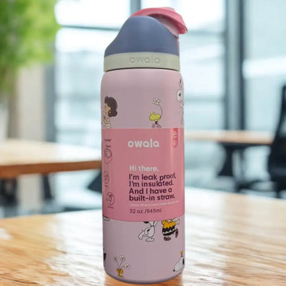 Owala Freesip 32 oz Insulated Stainless Steel Water Bottle - Leakproof Flip Lock Lid, BPA Free, Retains Cold for 24 Hours and Heat for 12 Hours, Reusable Sports Travel Bottle with Built-In Straw
