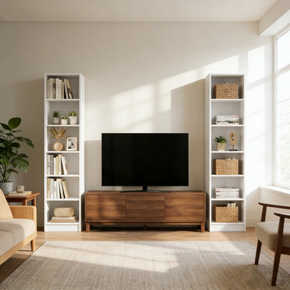 #Summervibes 6-Tier Narrow Display Bookcase with 2 Adjustable Shelves，80"H Tall Modern Storage Cabinet Etagere Bookshelf for Collectibles, Living Room, Office