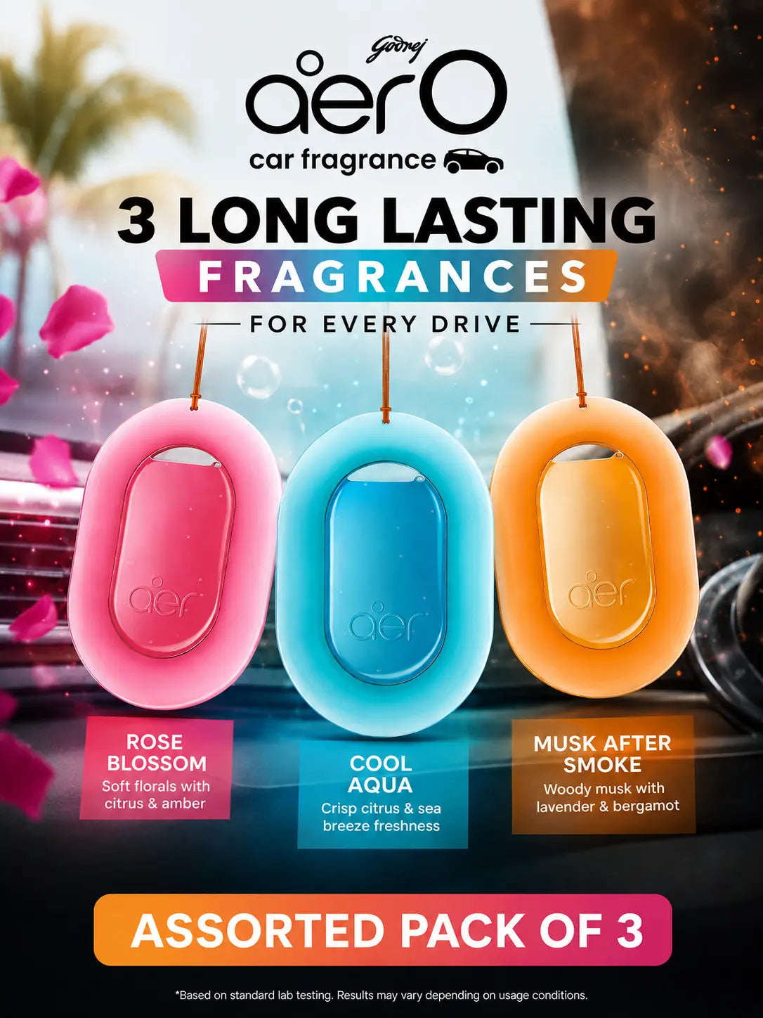 Godrej Aer O Hanging Car Freshener - Assorted Set of 3