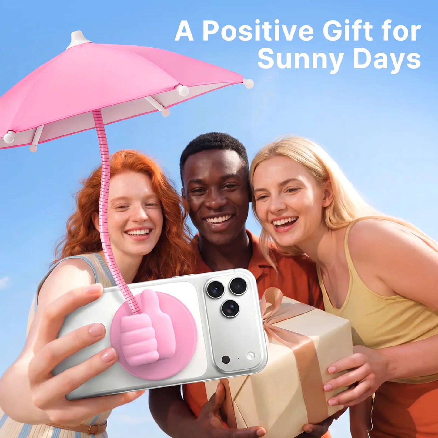 Phone Umbrella for Sun Shade Magnetic: Universal Thumbs up Cell Phone Umbrella for Iphone Beach Outdoor Pool Travel Sunshade UV Protection Adjustable Funny Gadgets for Women Teens Girls Boys Men Easter Gifts Sun Umbrella Holder