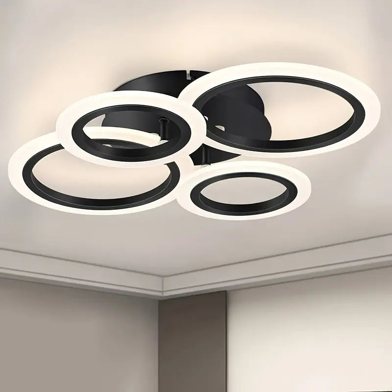 Modern LED Ceiling Light, 4-Light Ring Acrylic Recessed Ceiling Lamp, Living Room Bedroom Kitchen Dining Office Use, Interior Lights, Lighting Fixture, 3000K-6500K