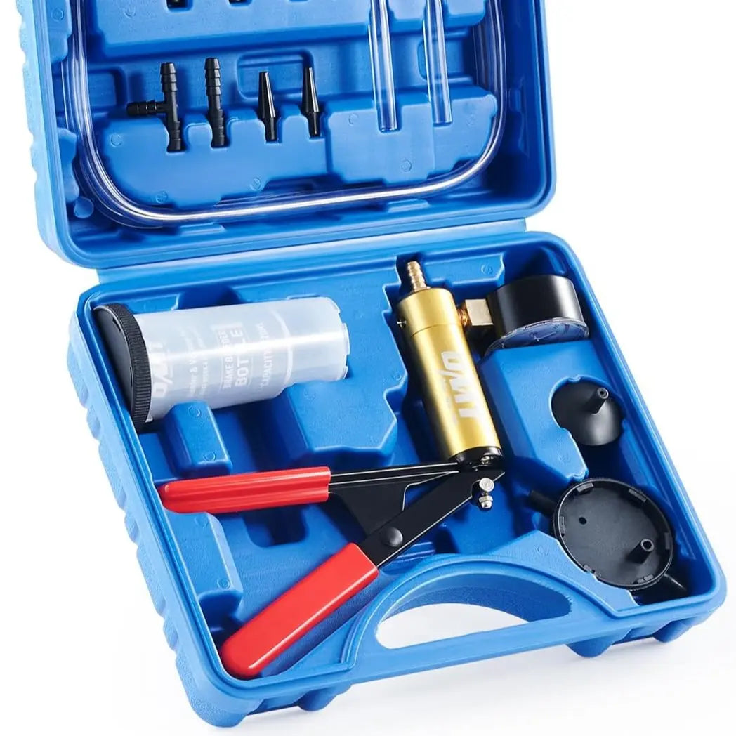 Orion Motor Tech Brake Bleeder Kit with Hand Vacuum Pump and Adapters, Brake Bleeding Kit for Brake Fluid Power Steering Fluid More, Vacuum Brake Bleeder Pump with Pressure Gauge Gray/Black/Blue, Car Diagnostic Tools, Limited Time Deal #Summervibes