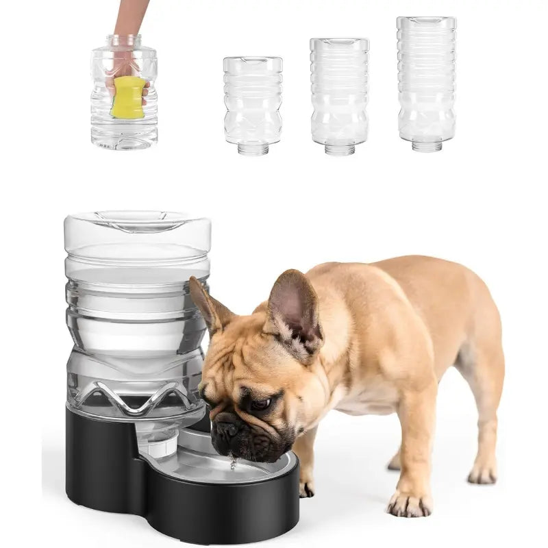 2.5 Gallon Automatic Dog Water Dispenser with Wide Mouth for Easy Cleaning and Removable Stainless Steel Bowl - Gravity Refilling System for Cats and Dogs in Multi-Pet Homes