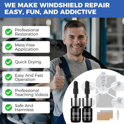 Windshield Crack Repair Kit, 2 Bottles Nano Glass Crack Repair Liquid Quick Windshield Repair for Chips and Cracks, Bulls-Eye and Star-Shaped Crack